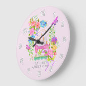 Nähen der Flachblanderimpfung Rosa Große Wanduhr (Winkel)