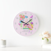 Nähen der Flachblanderimpfung Rosa Große Wanduhr (Zuhause)