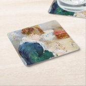 Nähen der Frau, Berthe Morisot Rechteckiger Pappuntersetzer (angewinkelt)