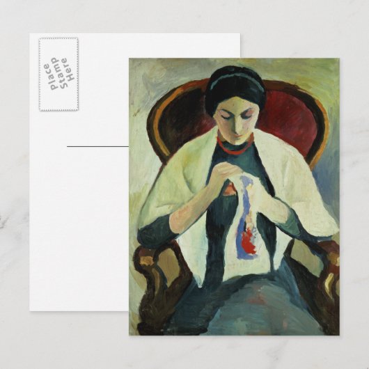 Nähen der Frau Postkarte (Vorne/Hinten)