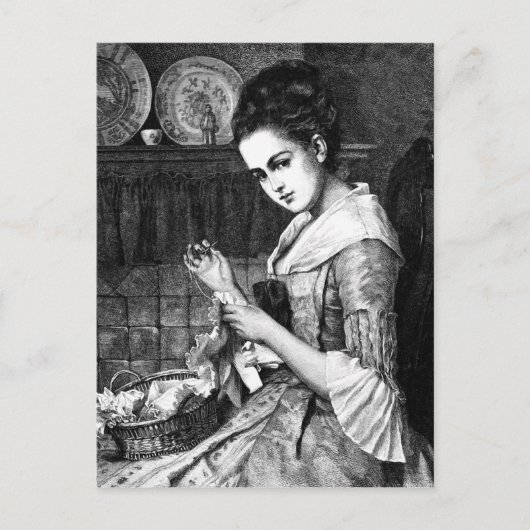 Nähen der Frau Postkarte (Vorderseite)