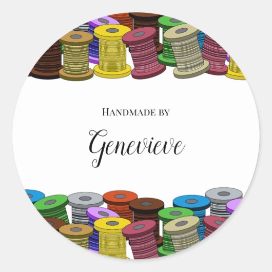 Nähen der Schneiderquilter mit personalisierbaren  Runder Aufkleber (Vorderseite)