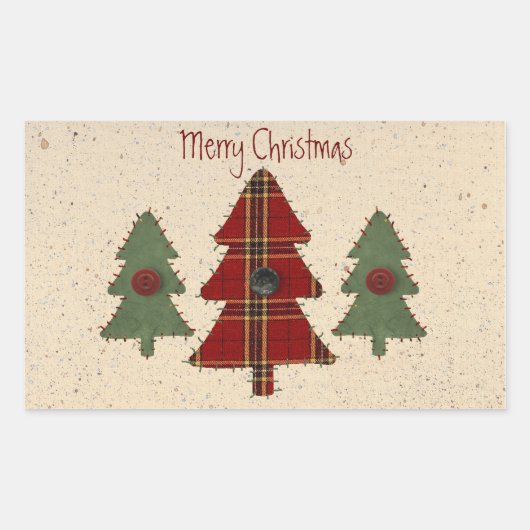 Nähen der Weihnachtsbaum-Sticker Rechteckiger Aufkleber (Vorderseite)