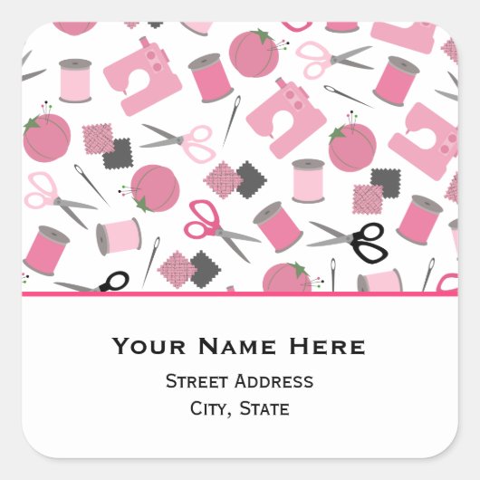 Nähen des Adressenaufklebers Quadratischer Aufkleber (Vorderseite)