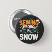 Nähen durch den Schnee Lustiges Weihnachtsquilts Button (Vorne & Hinten)