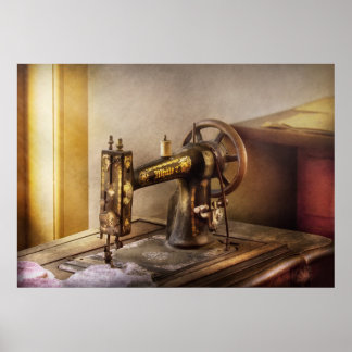 Nähen - Eine schwarz-weiße Nähmaschine Poster