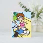 Nähen einer Sockenpuppe Postkarte (Stehend Vorderseite)