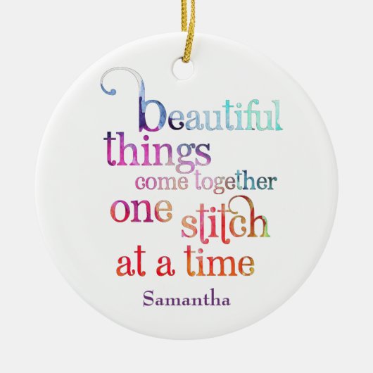 Nähen eines Sticks nach dem anderen Keramik Ornament (Vorne)