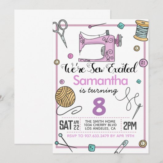 Nähen Einladung (Vorne/Hinten)