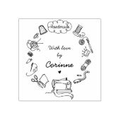 Nähen Handgefertigt mit Liebe Handgezeichnet Gummistempel (Prägung)