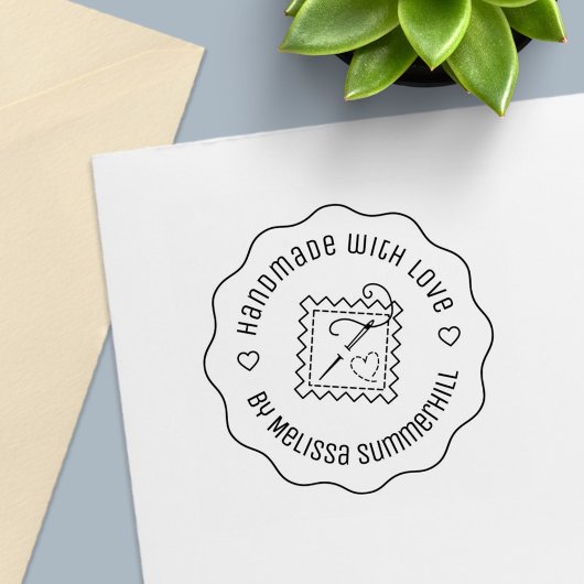 Nähen Handmade mit Liebe Wellig Permastempel