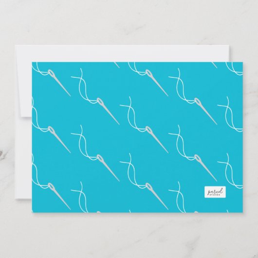 Nähen Illustriert Blue Gray Vielen Dank Dankeskarte (Rückseite)