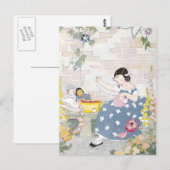 Nähen im Garten des Foxglove & Poppies Postkarte (Vorne/Hinten)