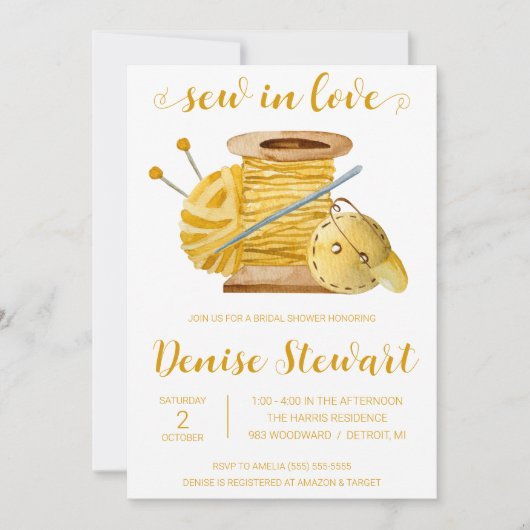 Nähen in der Liebe, Nähen von Vorstellungen Brautp Einladung (Vorderseite)