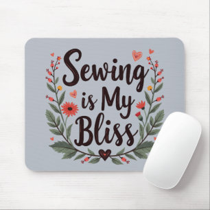 Nähen ist mein Glück Florale Typografie Mousepad