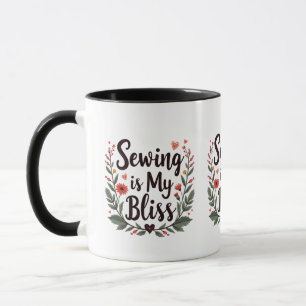 Nähen ist mein Glück Florale Typografie Tasse
