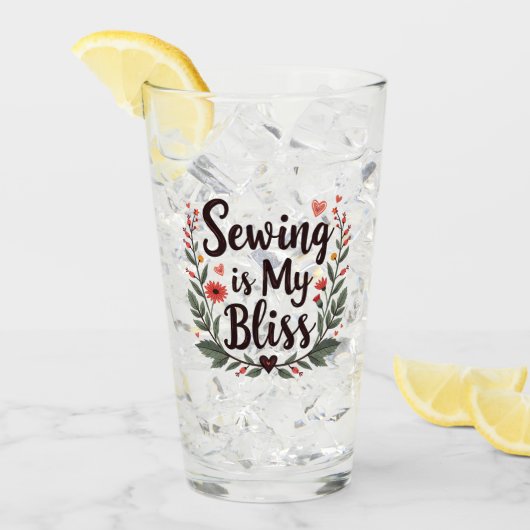 Nähen ist meine Bläschen-Typografie Glas (Vorderseite Ice)