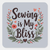 Nähen ist meine Bläschen-Typografie Quadratischer Aufkleber (Vorderseite)