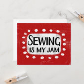 Nähen ist meine Grußkarte aus Jam Karte (Vorderseite/Rückseite Beispiel)