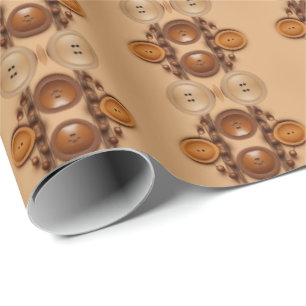 Nähen Kaffee und braun Buttonmix Geschenkpapier