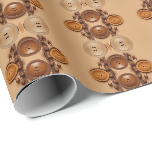 Nähen Kaffee und braun Buttonmix Geschenkpapier (Rolleneckpunkt)