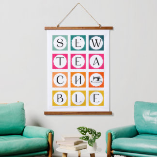 Nähen lehrreiche bunte Quadrate Wandteppich Mit Holzrahmen