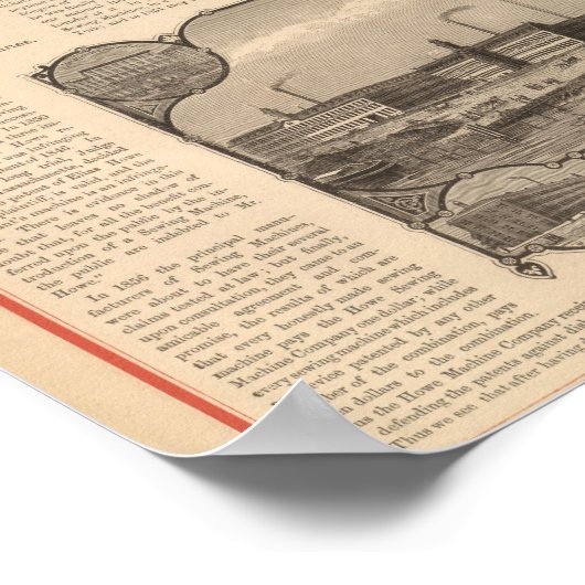 Nähen mit Zeichnung des Erfinders Poster (Ecke)