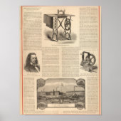 Nähen mit Zeichnung des Erfinders Poster (Vorne)