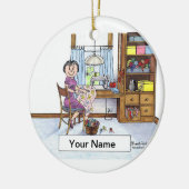 Nähen, Näherin, Quilter Keramik Ornament (Links)