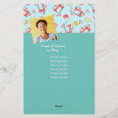 Nähen Niedlichen Foto Blau Briefpapier (Rückseite)