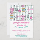 Nähen Party Geburtstag Einladung Rosa (Vorderseite)