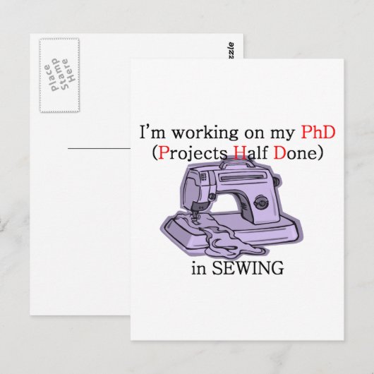 Nähen PhD Postkarte (Vorne/Hinten)