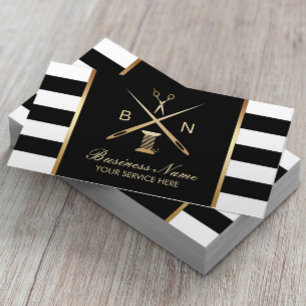 Nähen Seamress Gold Thread & Needles Moderne Visitenkarte