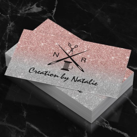 Nähen Seamstress Dressmaker Rose Gold Glitzer Visitenkarte