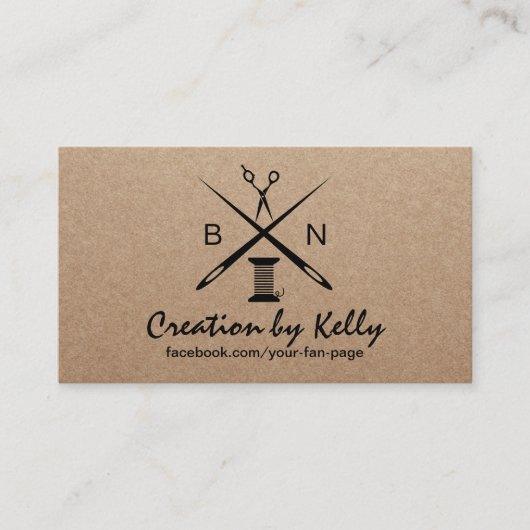Nähen Seamstress Dressmaker Rustic Kraft Visitenkarte (Vorderseite)