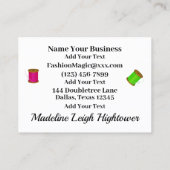 Nähen/Seamstress/Mode-Visitenkarte Visitenkarte (Rückseite)