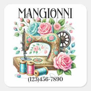 Nähen Seamstress Quadratischer Aufkleber