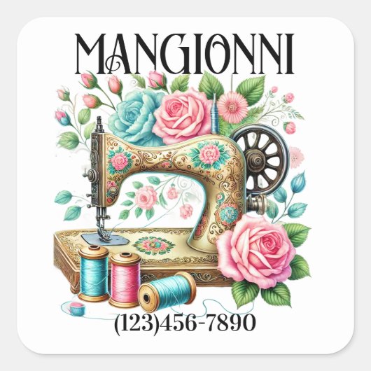 Nähen Seamstress Quadratischer Aufkleber (Vorderseite)