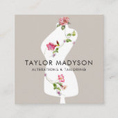 Nähen Seamstress Schneider Mannequin Blume QR Code Quadratische Visitenkarte (Vorderseite)