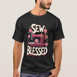 Nähen Sie gesegnetes Vintage-Nähmaschinen-Design T-Shirt