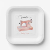 Nähen Sie viel Liebe Pastel Aquarelltuch Babydusch Pappteller (Vorderseite)