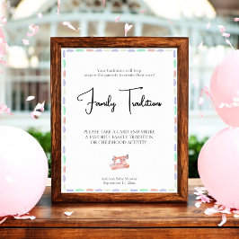 Nähen Sie viel Liebe Rosa Aquarellfamilie Traditio Poster