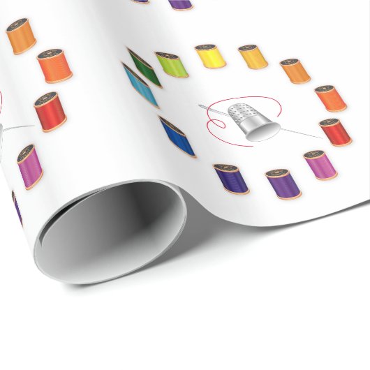 Nähen, Tauchen, Nadel und Thread Geschenkpapier (Rolleneckpunkt)