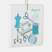 Nähen und Quilten Blau Keramikornament (Rechts)