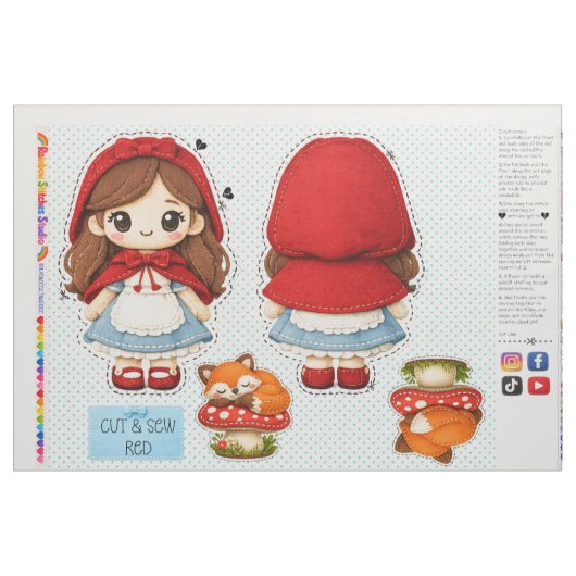 Nähen und Schneiden Plüschie - Anfänger-Kinder-Näh Stoff (Fat Quarter (45,7 x 55,9 cm))