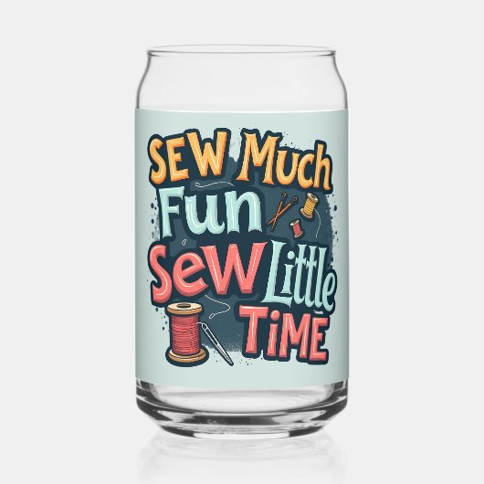 Nähen viel Spaß sehen wenig Zeit Retro Stitch Art Dosenglas (Rückseite)