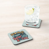 Nähen viel Spaß sehen wenig Zeit Retro Stitch Art Getränkeuntersetzer (Rechte Seite)