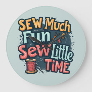 Nähen viel Spaß sehen wenig Zeit Retro Stitch Art Große Wanduhr