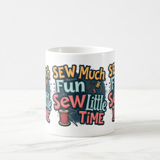 Nähen viel Spaß sehen wenig Zeit Retro Stitch Art Kaffeetasse (Mittel)