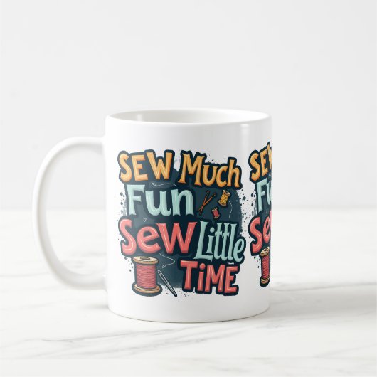 Nähen viel Spaß sehen wenig Zeit Retro Stitch Art Kaffeetasse (Links)